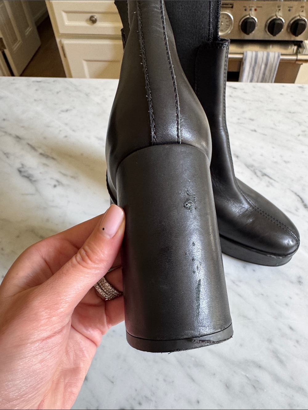Acne Studios Black Leather Platform Chelsea Boots - Women 38 E 8 US - Picture 2 of 5